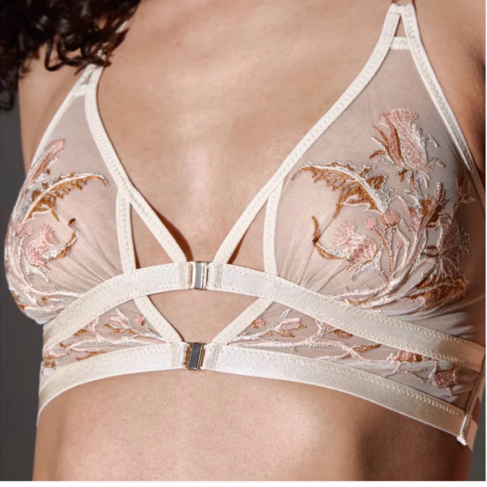 NWOT Thistle & Spire Cersei Embroidered Bralette in Cream. Size M/L